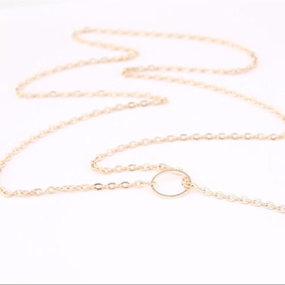 Gold Circle Bar Necklace - Picture 4 of 4